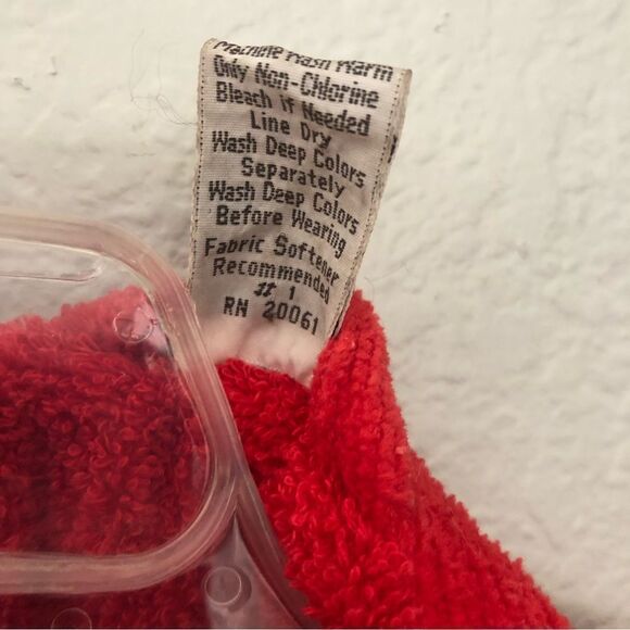 VTG 90s Bill Blass Mens One Size Heavy Terry Cloth Towel Belted Bath Robe Red - Picture 5 of 8